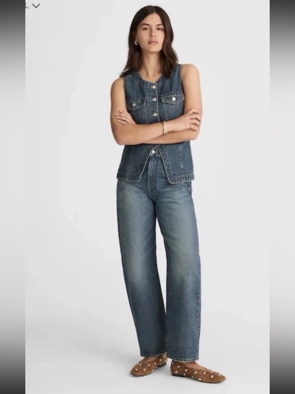 Madewell The Balloon Jean NW243 Greendale Wash Rigid Barrel Leg Denim Womens 30